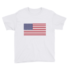 White / XS United States Flag "Solo" Youth Short Sleeve T-Shirt by Design Express