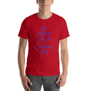 Red / S Keep Calm and Carry On (Purple) Short-Sleeve Unisex T-Shirt by Design Express