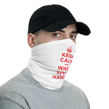 White Red Keep Calm and Wash Your Hands Neck Gaiter Masks by Design Express