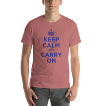 Mauve / S Keep Calm and Carry On (Navy Blue) Short-Sleeve Unisex T-Shirt by Design Express