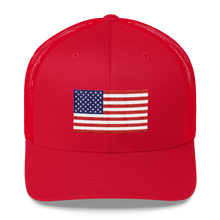 Red United States Flag "Solo" Trucker Cap by Design Express
