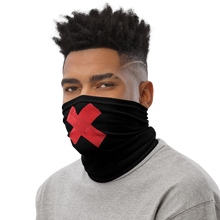 Crossed Red Duct Tape on Black Neck Gaiter by Design Express