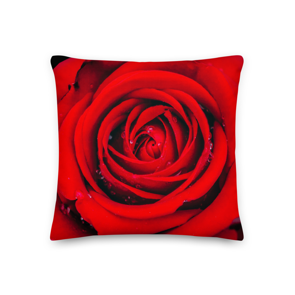 18×18 Fresh Red Rose Square Premium Pillow by Design Express