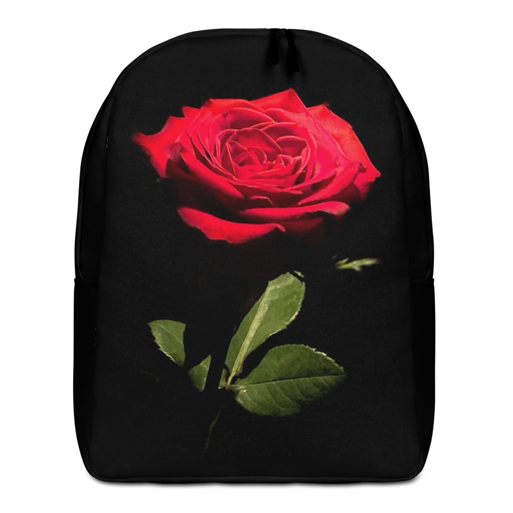 Default Title Red Rose on Black Minimalist Backpack by Design Express