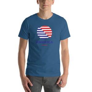 Steel Blue / S America "The Rising Sun" Short-Sleeve Unisex T-Shirt by Design Express