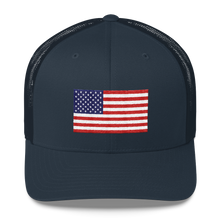 Navy United States Flag "Solo" Trucker Cap by Design Express