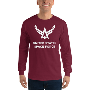 Maroon / S United States Space Force "Reverse" Long Sleeve T-Shirt by Design Express