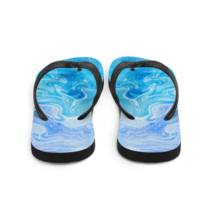 Blue Watercolor Marble Flip-Flops by Design Express