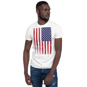 White / S US Flag Distressed Short-Sleeve Unisex T-Shirt by Design Express