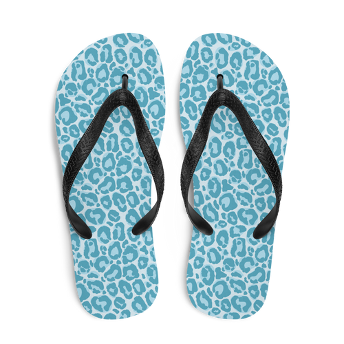 Teal Leopard Print Flip-Flops by Design Express