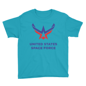 Caribbean Blue / XS United States Space Force Youth Short Sleeve T-Shirt by Design Express