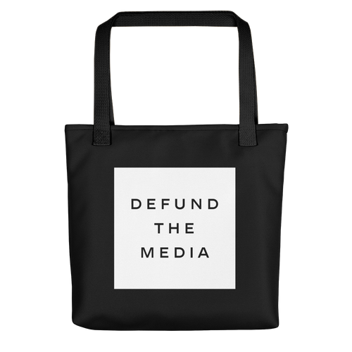 Default Title Defund The Media Square Black Tote bag by Design Express