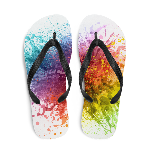 Rainbow Paint Splash Flip-Flops by Design Express