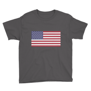 Charcoal / XS United States Flag "Solo" Youth Short Sleeve T-Shirt by Design Express