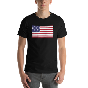 Black / S United States Flag "Solo" Short-Sleeve Unisex T-Shirt by Design Express