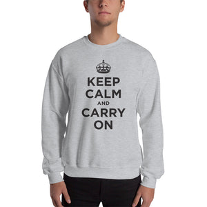 Sport Grey / S Keep Calm and Carry On (Black) Unisex Sweatshirt by Design Express
