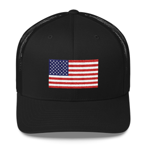 Black United States Flag "Solo" Trucker Cap by Design Express