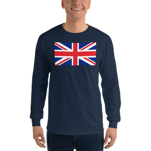 Navy / S United Kingdom Flag "Solo" Long Sleeve T-Shirt by Design Express