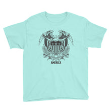 Teal Ice / S United States Of America Eagle Illustration Youth Short Sleeve T-Shirt by Design Express