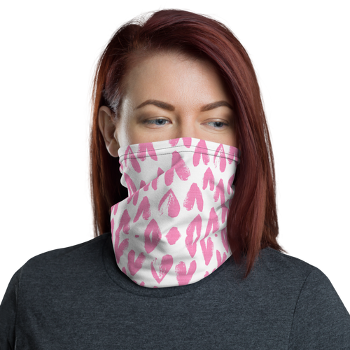 Default Title Pink Heart Pattern Neck Gaiter Masks by Design Express