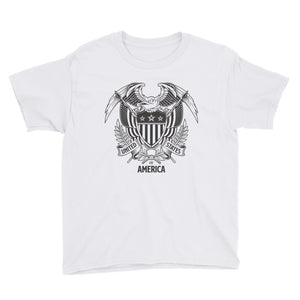 White / XS United States Of America Eagle Illustration Youth Short Sleeve T-Shirt by Design Express