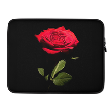 15 in Red Rose on Black Laptop Sleeve by Design Express