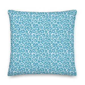 22×22 Teal Leopard Print Premium Pillow by Design Express