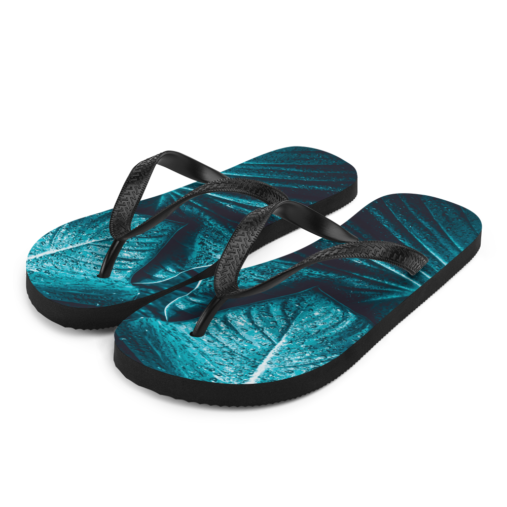 S Turquoise Leaf Flip-Flops by Design Express