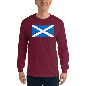 Maroon / S Scotland Flag "Solo" Long Sleeve T-Shirt by Design Express