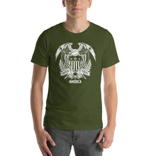 Olive / S United States Of America Eagle Illustration Reverse Short-Sleeve Unisex T-Shirt by Design Express