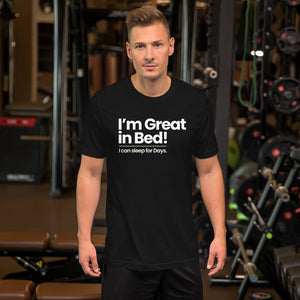 XS I'm great in bed "Poppins" Short-Sleeve Unisex T-Shirt by Design Express