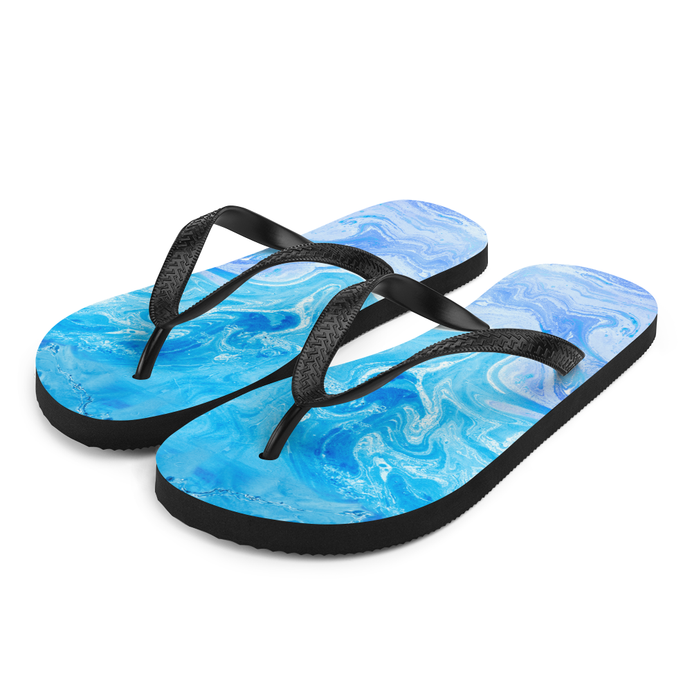 S Blue Watercolor Marble Flip-Flops by Design Express