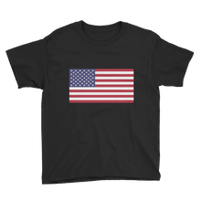Black / XS United States Flag "Solo" Youth Short Sleeve T-Shirt by Design Express
