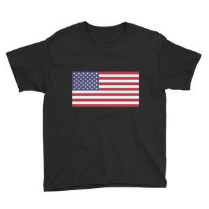 Black / XS United States Flag "Solo" Youth Short Sleeve T-Shirt by Design Express