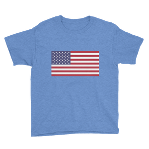 Heather Royal / XS United States Flag "Solo" Youth Short Sleeve T-Shirt by Design Express