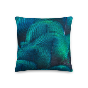 Green Blue Peacock Square Premium Pillow by Design Express