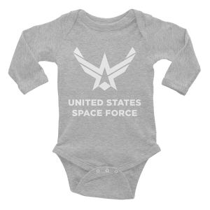 Heather / 6M United States Space Force "Reverse" Infant Long Sleeve Bodysuit by Design Express