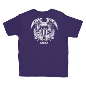 United States Of America Eagle Illustration Reverse Backside Youth Short Sleeve T-Shirt by Design Express