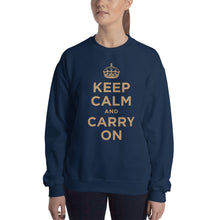 Navy / S Keep Calm and Carry On (Gold) Unisex Sweatshirt by Design Express