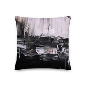 Black & White Abstract Painting Square Premium Pillow by Design Express