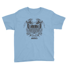 Light Blue / XS United States Of America Eagle Illustration Youth Short Sleeve T-Shirt by Design Express