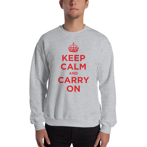 Sport Grey / S Keep Calm and Carry On (Red) Unisex Sweatshirt by Design Express