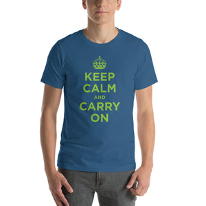 Steel Blue / S Keep Calm and Carry On (Green) Short-Sleeve Unisex T-Shirt by Design Express