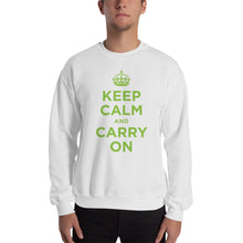 White / S Keep Calm and Carry On (Green) Unisex Sweatshirt by Design Express