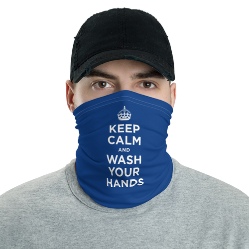 Default Title Blue Keep Calm and Wash Your Hands Neck Gaiter Masks by Design Express