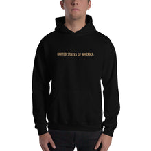 Black / S United States Of America Eagle Illustration Gold Reverse Backside Hooded Sweatshirt by Design Express