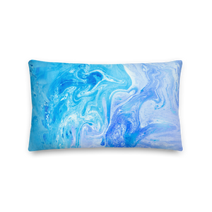 Blue Watercolor Marble Rectangle Premium Pillow by Design Express