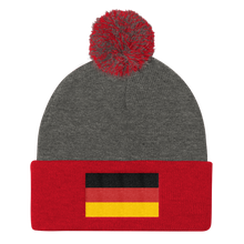 Dark Heather Grey/ Red Germany Flag Pom Pom Knit Cap by Design Express