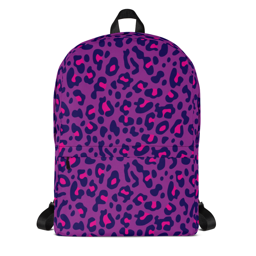 Default Title Purple Leopard Print Backpack by Design Express