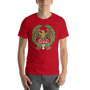 Red / S USA Eagle Illustration Short-Sleeve Unisex T-Shirt by Design Express